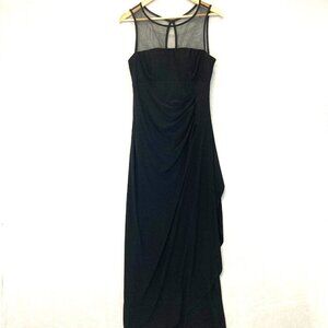 Vintage Y2K Scarlett Empire Waist Maxi Dress Sz 8 Stretch Gown Mesh Prom Ruched